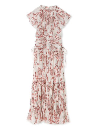  Pleated Ornament Floral Dress in pink, premium women's dress at SNIDEL USA