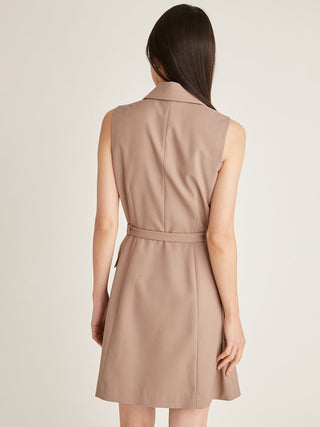 Sleeveless Vest Mini Dress in mocha, premium women's dress at SNIDEL USA