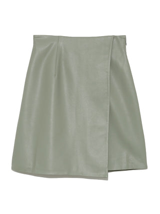  High Waist Leather Skort in khaki, Premium Fashionable Women's Skirts & Skorts at SNIDEL USA