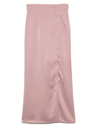  Button Up Satin Maxi Skirt in pink, Premium Fashionable Women's Skirts & Skorts at SNIDEL USA