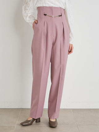   Sustainable High Waisted Pleated Pants in pink, Knit Flared Pants Premium Fashionable Women's Pants at SNIDEL USA