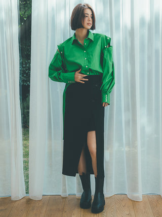  2WAY Wrap Skort & Maxi Skirt in black, Premium Fashionable Women's Skirts & Skorts at SNIDEL USA