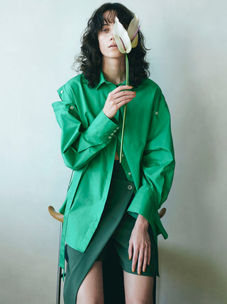  2WAY Wrap Skort & Maxi Skirt in green, Premium Fashionable Women's Skirts & Skorts at SNIDEL USA