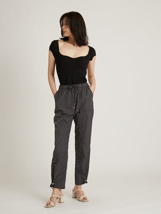  Sustainable Nylon Pants in charcoal gray, Knit Flared Pants Premium Fashionable Women's Pants at SNIDEL USA
