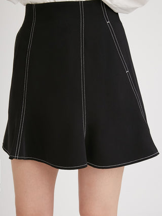 Sustainable Hem Flared Mini Skort in black, Premium Fashionable Women's Skirts & Skorts at SNIDEL USA