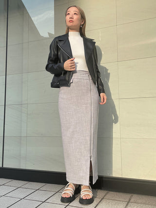 High Zip up Maxi Skirt in gray, Premium Fashionable Women's Skirts & Skorts at SNIDEL USA