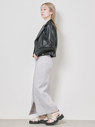 High Zip up Maxi Skirt in gray, Premium Fashionable Women's Skirts & Skorts at SNIDEL USA
