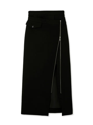 High Zip up Maxi Skirt in black, Premium Fashionable Women's Skirts & Skorts at SNIDEL USA