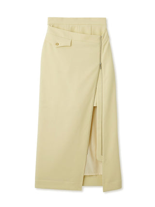 High Zip up Maxi Skirt in yellow, Premium Fashionable Women's Skirts & Skorts at SNIDEL USA
