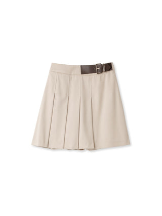 Belt Pleated Skort in beige, Premium Fashionable Women's Skirts & Skorts at SNIDEL USA