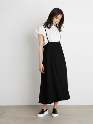 Suspender Maxi Skirt in black, Premium Fashionable Women's Skirts & Skorts at SNIDEL USA