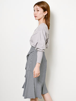 Knee Length Flared Skirt in check, Premium Fashionable Women's Skirts & Skorts at SNIDEL USA