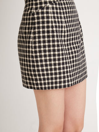 High waisted Varie Tweed Mini Skirt in black, Premium Fashionable Women's Skirts & Skorts at SNIDEL USA