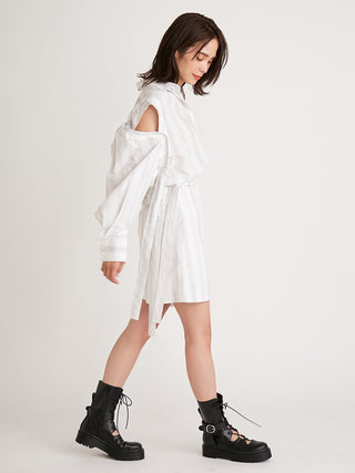Belt Design High Waisted Mini Skirt in white, Premium Fashionable Women's Skirts & Skorts at SNIDEL USA