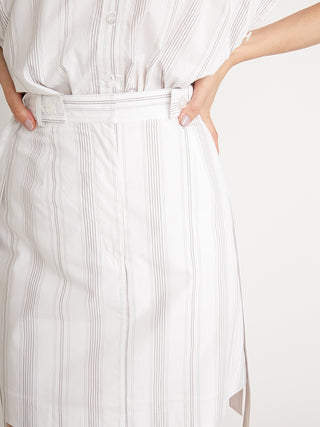 Belt Design High Waisted Mini Skirt in white, Premium Fashionable Women's Skirts & Skorts at SNIDEL USA