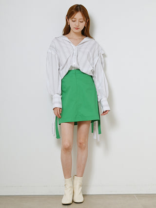 Belt Design High Waisted Mini Skirt in green, Premium Fashionable Women's Skirts & Skorts at SNIDEL USA