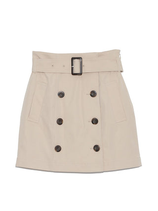 Trench-Liked High Waisted Mini Skirt in beige, Premium Fashionable Women's Skirts & Skorts at SNIDEL USA