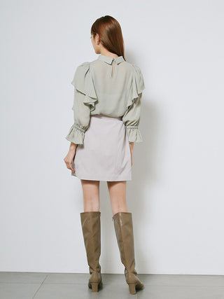Trench-Liked High Waisted Mini Skirt in ivory, Premium Fashionable Women's Skirts & Skorts at SNIDEL USA