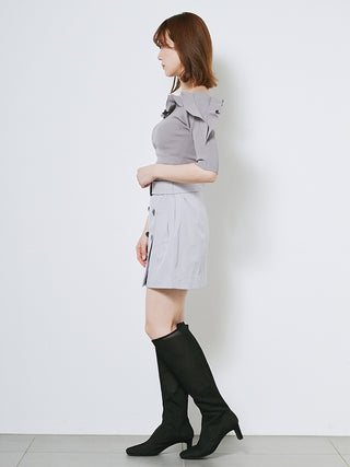 Trench-Liked High Waisted Mini Skirt in lavender, Premium Fashionable Women's Skirts & Skorts at SNIDEL USA