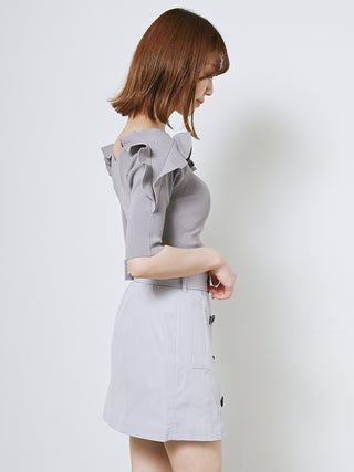 Trench-Liked High Waisted Mini Skirt in lavender, Premium Fashionable Women's Skirts & Skorts at SNIDEL USA