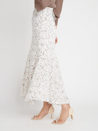 Print High Waisted Maxi Skirt in ivory, Premium Fashionable Women's Skirts & Skorts at SNIDEL USA