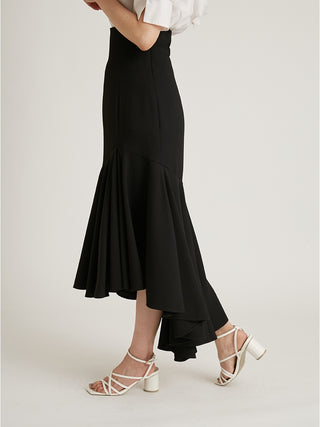 High Waist Mermaid Volume Midi Skirt in black, Premium Fashionable Women's Skirts & Skorts at SNIDEL USA