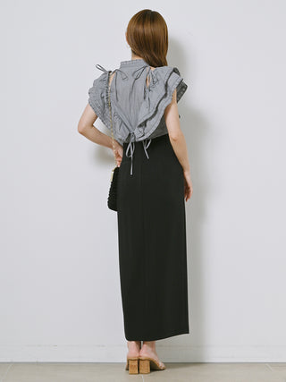  Sustainable High Slit Max Skirt in black, Premium Fashionable Women's Skirts & Skorts at SNIDEL USA