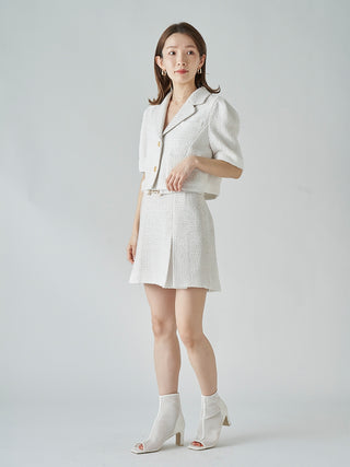  Box Pleat Mini Skirt in white, Premium Fashionable Women's Skirts & Skorts at SNIDEL USA