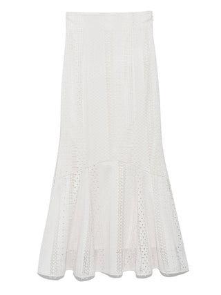 Lace Mermaid Maxi Skirt in ivory, Premium Fashionable Women's Skirts & Skorts at SNIDEL USA