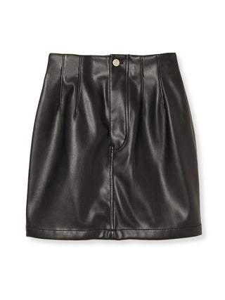 Black Leather Coated Mini Skirt in black, Premium Fashionable Women's Skirts & Skorts at SNIDEL USA