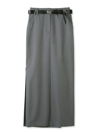 Sustainable Straight Maxi Side Slit Skirt in gray, Premium Fashionable Women's Skirts & Skorts at SNIDEL USA