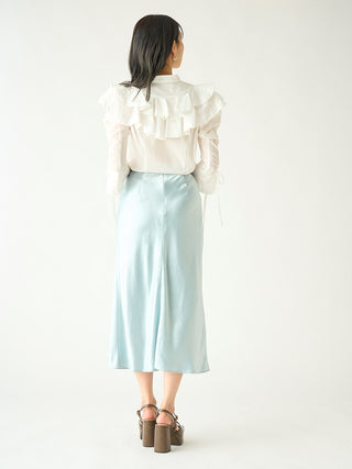  Sustainable Acetate Satin Maxi Skirt in mint, Premium Fashionable Women's Skirts & Skorts at SNIDEL USA