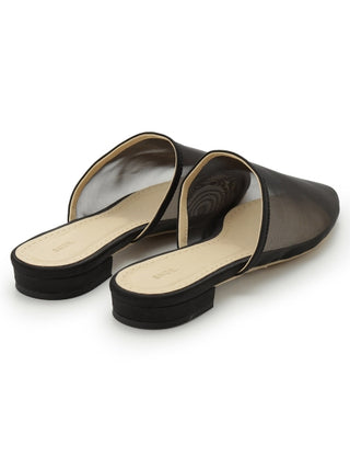 Sheer Tulle Flat Sandal in black, Premium Collection of Fashionable & Trendy Women's Shoes, Boots, Loafers, & Sandals at SNIDEL USA