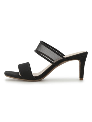 Sheer Slip Heeled Mule Sandals in black, Premium Collection of Fashionable & Trendy Women's Shoes, Boots, Loafers, & Sandals at SNIDEL USA