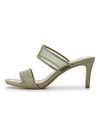 Sheer Slip Heeled Mule Sandals in green, Premium Collection of Fashionable & Trendy Women's Shoes, Boots, Loafers, & Sandals at SNIDEL USA