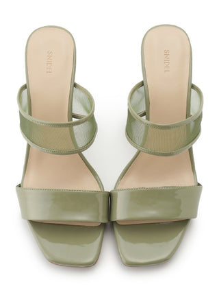 Sheer Slip Heeled Mule Sandals in green, Premium Collection of Fashionable & Trendy Women's Shoes, Boots, Loafers, & Sandals at SNIDEL USA