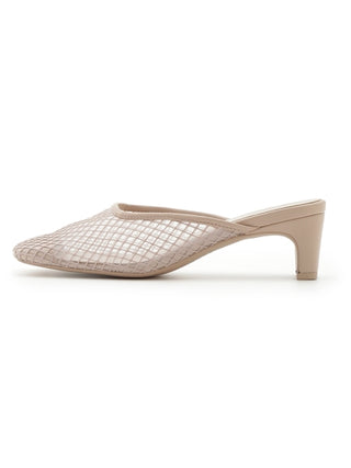 Square Mesh Heeled Sandal in pink beige, Premium Collection of Fashionable & Trendy Women's Shoes, Boots, Loafers, & Sandals at SNIDEL USA