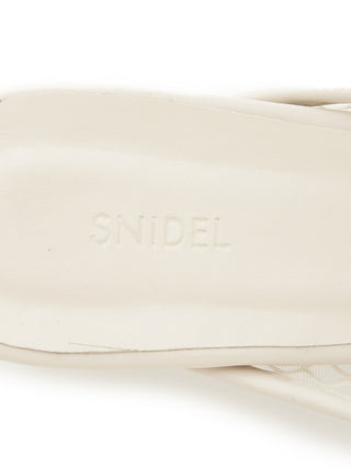 Square Mesh Heeled Sandal in ivory, Premium Collection of Fashionable & Trendy Women's Shoes, Boots, Loafers, & Sandals at SNIDEL USA