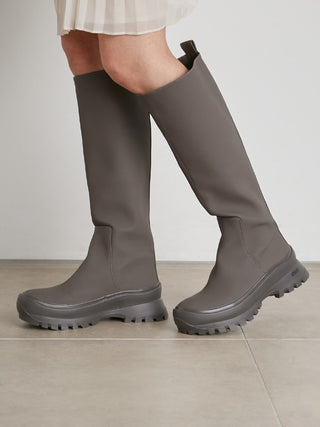 Vibram Matte Long Boots in gray, Premium Collection of Fashionable & Trendy Women's Shoes, Boots, Loafers, & Sandals at SNIDEL USA
