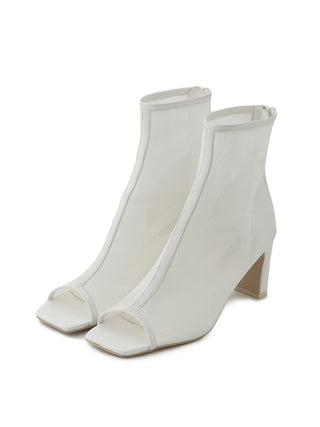 Open Toe Mesh Ankle Boot in white, Premium Collection of Fashionable & Trendy Women's Shoes, Boots, Loafers, & Sandals at SNIDEL USA