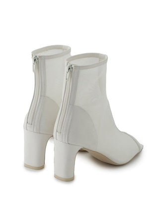 Open Toe Mesh Ankle Boot in white, Premium Collection of Fashionable & Trendy Women's Shoes, Boots, Loafers, & Sandals at SNIDEL USA