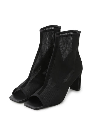 Open Toe Mesh Ankle Boot in black, Premium Collection of Fashionable & Trendy Women's Shoes, Boots, Loafers, & Sandals at SNIDEL USA