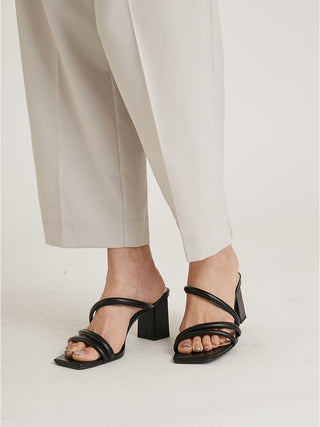  Varie Heel Strappy Mule Sandal in black, Premium Collection of Fashionable & Trendy Women's Shoes, Boots, Loafers, & Sandals at SNIDEL USA