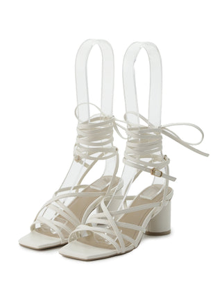 Lace-up Heel Sandals in white, Premium Collection of Fashionable & Trendy Women's Shoes, Boots, Loafers, & Sandals at SNIDEL USA