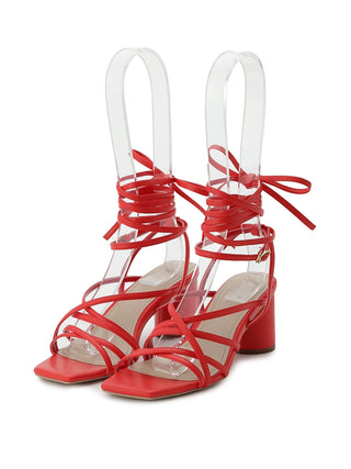 Lace-up Heel Sandals in red, Premium Collection of Fashionable & Trendy Women's Shoes, Boots, Loafers, & Sandals at SNIDEL USA