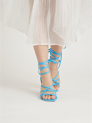 Lace-up Heel Sandals in blue, Premium Collection of Fashionable & Trendy Women's Shoes, Boots, Loafers, & Sandals at SNIDEL USA