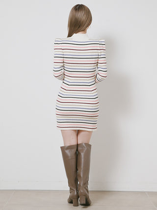 Sustainable Pencil Cut Rib Knit Mini Dress in ivory, premium women's dress at SNIDEL USA