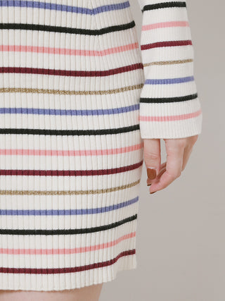 Sustainable Pencil Cut Rib Knit Mini Dress in ivory, premium women's dress at SNIDEL USA