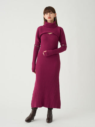Three Piece Rib Knit Dress in purple, premium women's dress at SNIDEL USA