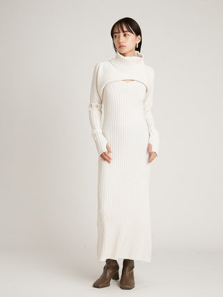  Three Piece Rib Knit Dress in off-white, premium women's dress at SNIDEL USA